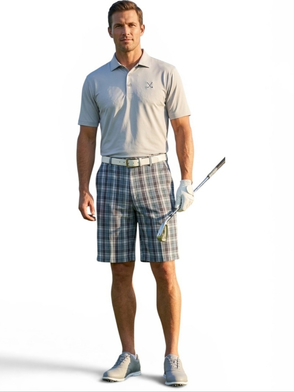 Arnold Palmer Plaid Golf Shorts Men’s 36 Blue Tones Expansion Waist